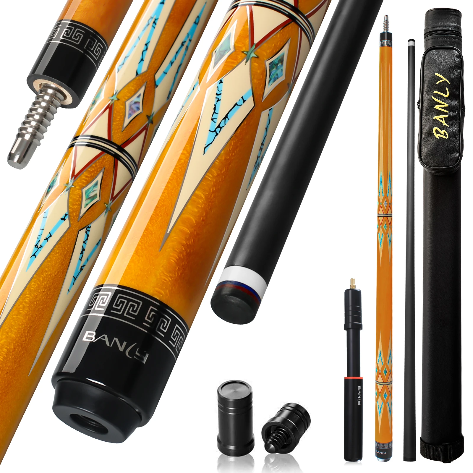 BANLY MK Series - 58 inch Carbon Fiber Pool Cue Stick for Adults, Professional 12.5mm Tip with XTC Ferrule, Low Deflection Billiard Cue Stick Case Set Great for Club, House Bar