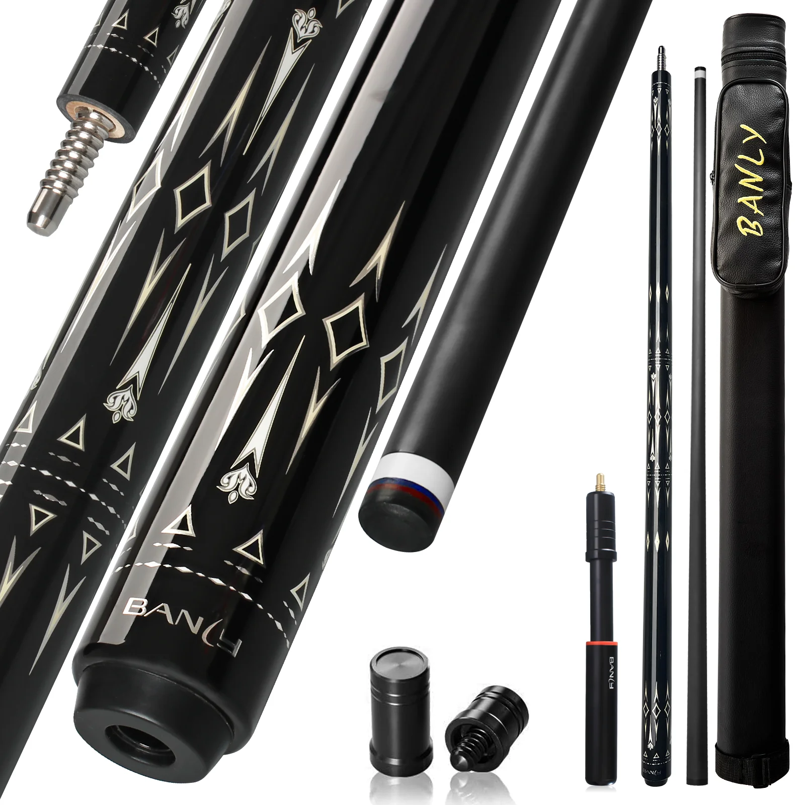 BANLY MK Series - 58 inch Carbon Fiber Pool Cue Stick for Adults, Professional 12.5mm Tip with XTC Ferrule, Low Deflection Billiard Cue Stick Case Set Great for Club, House Bar