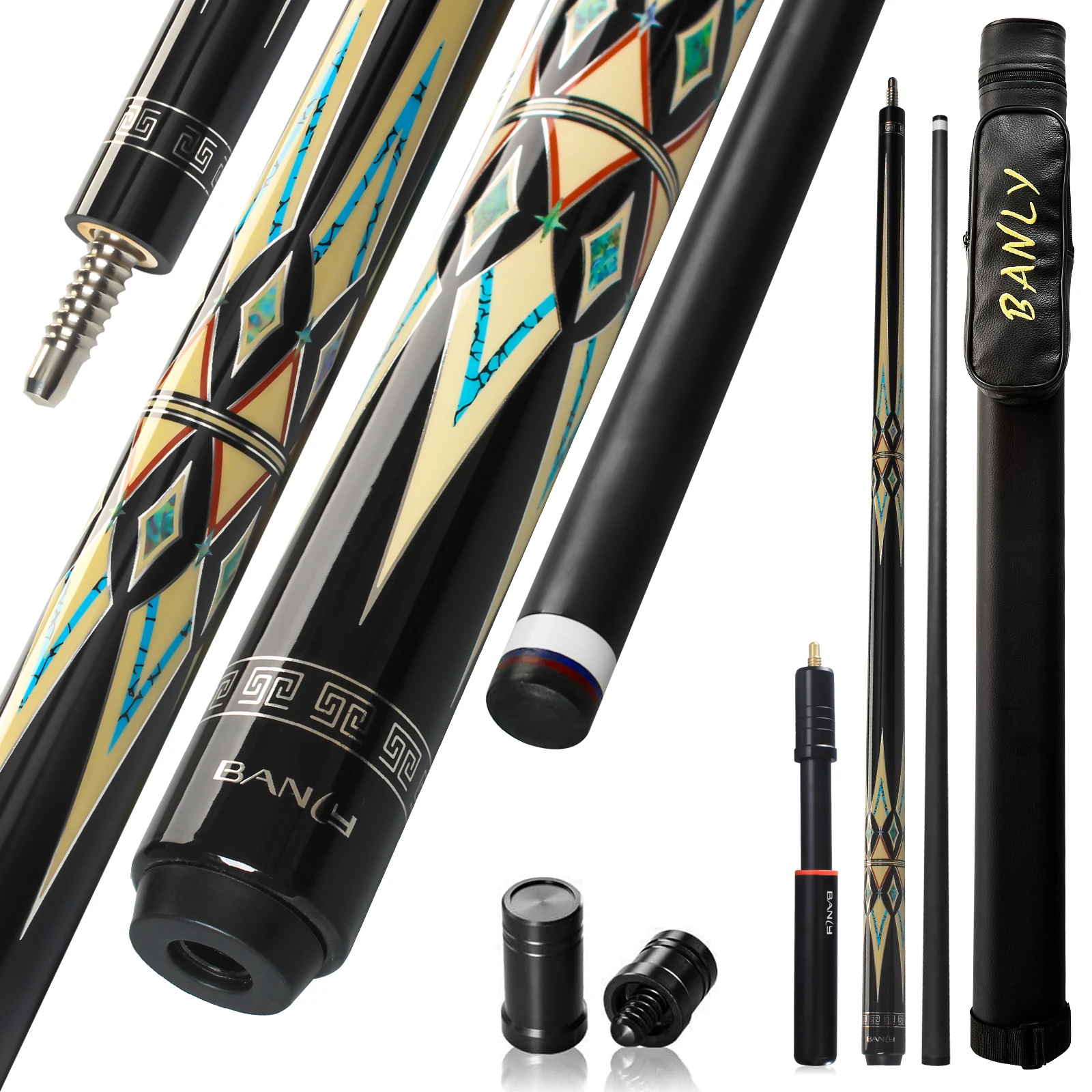 BANLY MK Series - 58 inch Carbon Fiber Pool Cue Stick for Adults, Professional 12.5mm Tip with XTC Ferrule, Low Deflection Billiard Cue Stick Case Set Great for Club, House Bar