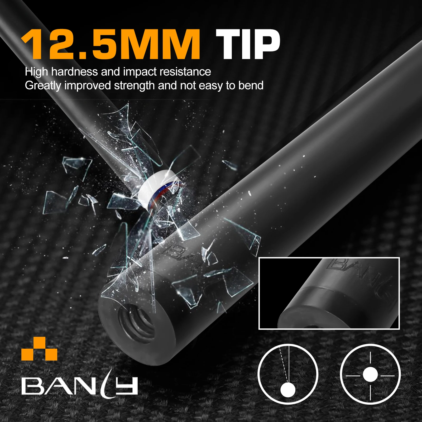 BANLY MK Series - 58 inch Carbon Fiber Pool Cue Stick for Adults, Professional 12.5mm Tip with XTC Ferrule, Low Deflection Billiard Cue Stick Case Set Great for Club, House Bar