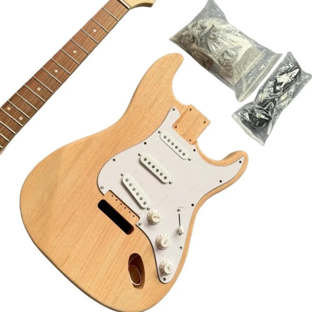 Unfinished Electric Guitar DIY Mahogany Body Rosewood Fretboard All Hardware Included Build Your Own Guitar