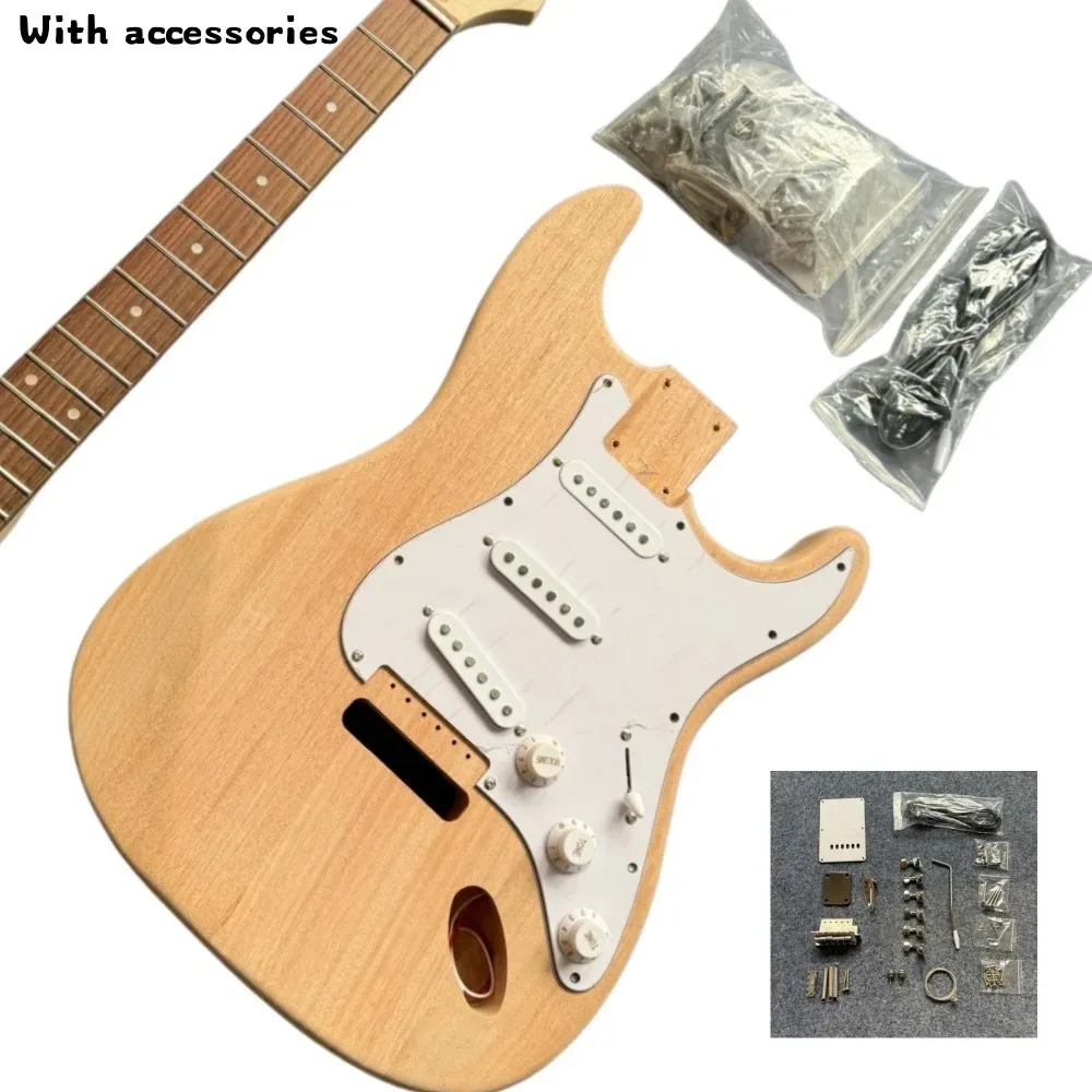 Unfinished Electric Guitar DIY Mahogany Body Rosewood Fretboard All Hardware Included Build Your Own Guitar