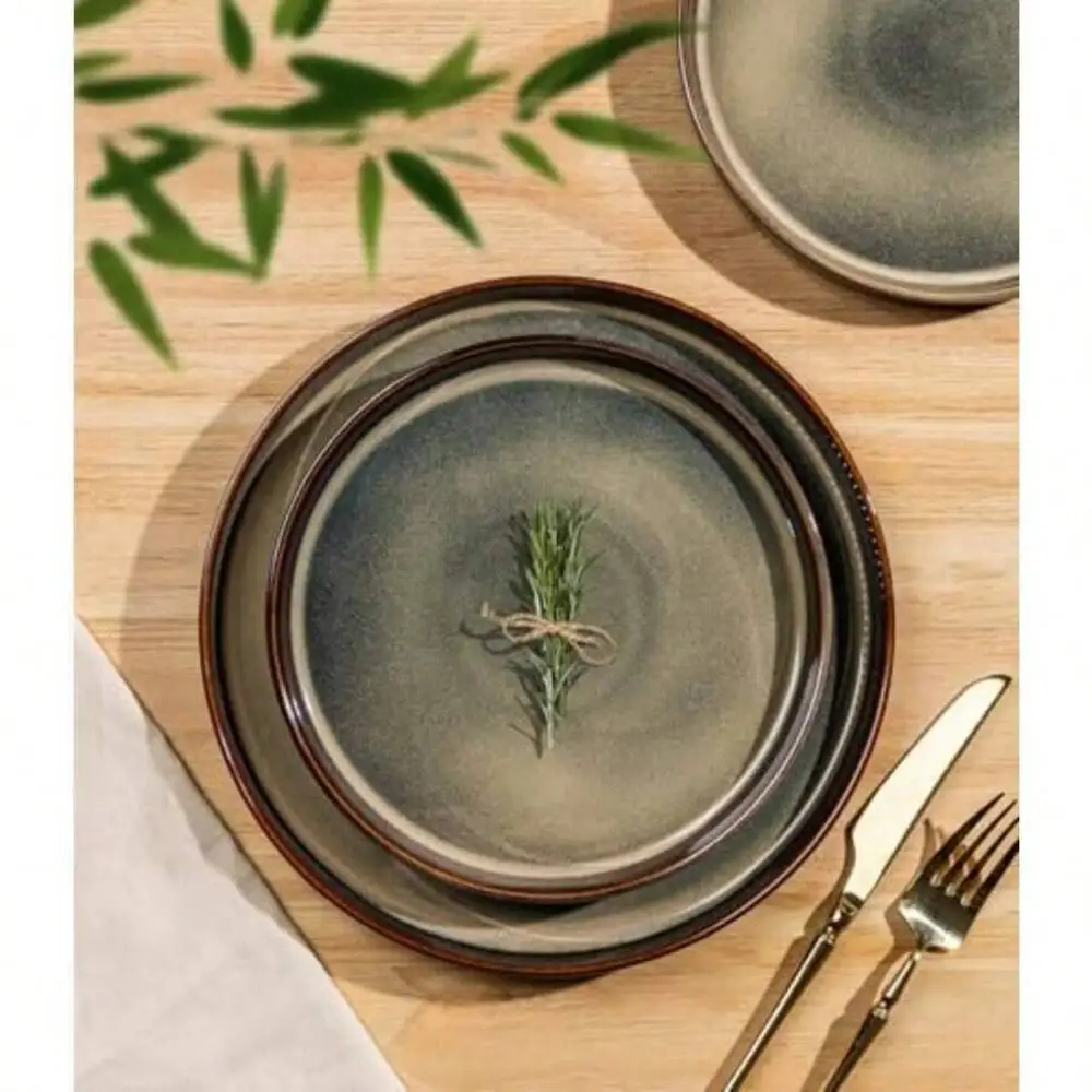 Ceramic Dinnerware For 4, 12-Piece Plates Bowls Set Lightweight Porcelain Dish Set, Scratch Resistant, Oven Microwave