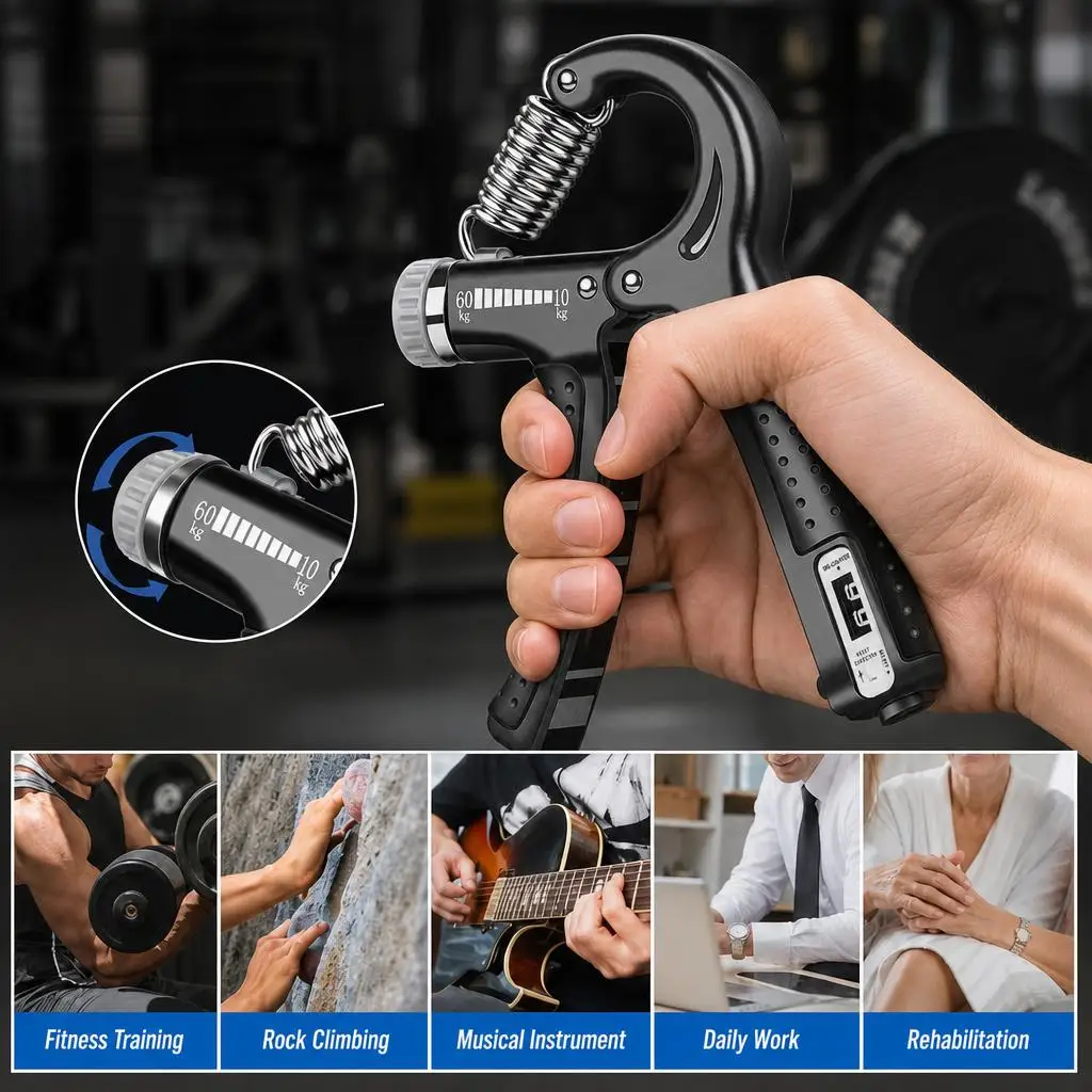 10-60kg Adjustable Hand Grip Strengthener With Counter Hand Trainer Exerciser For Muscle Multifunctional Hand Strength Training