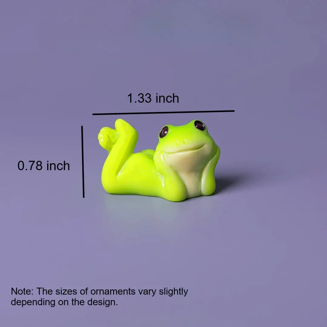 6Pcs Cute Lazy Frog Figurines Set, Resin Miniature Frog Ornaments, Aesthetic Desk Decor for Workspace, Micro Landscape Accessories, Cottagecore Room Party Favors & DIY Craft Decor