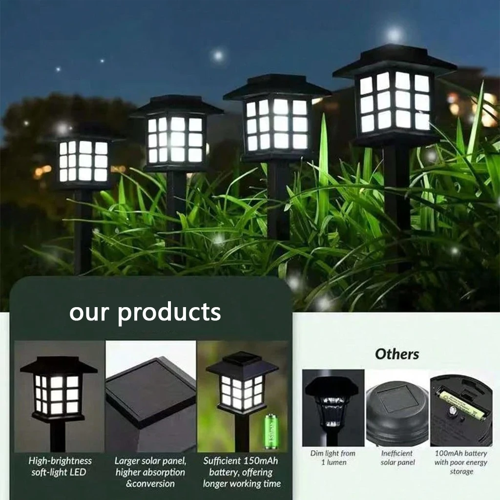 24/12/6/2 pcs Solar Garden Lights,Outdoor Waterproof Solar Light LED Pathway Lights , Decorative Landscape Lighting for Yard Lawn Walkway Patio Driveway