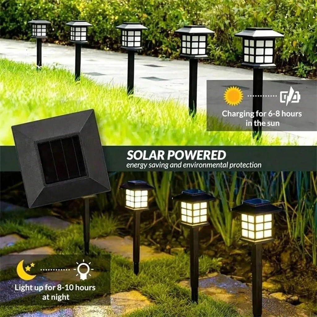 24/12/6/2 pcs Solar Garden Lights,Outdoor Waterproof Solar Light LED Pathway Lights , Decorative Landscape Lighting for Yard Lawn Walkway Patio Driveway