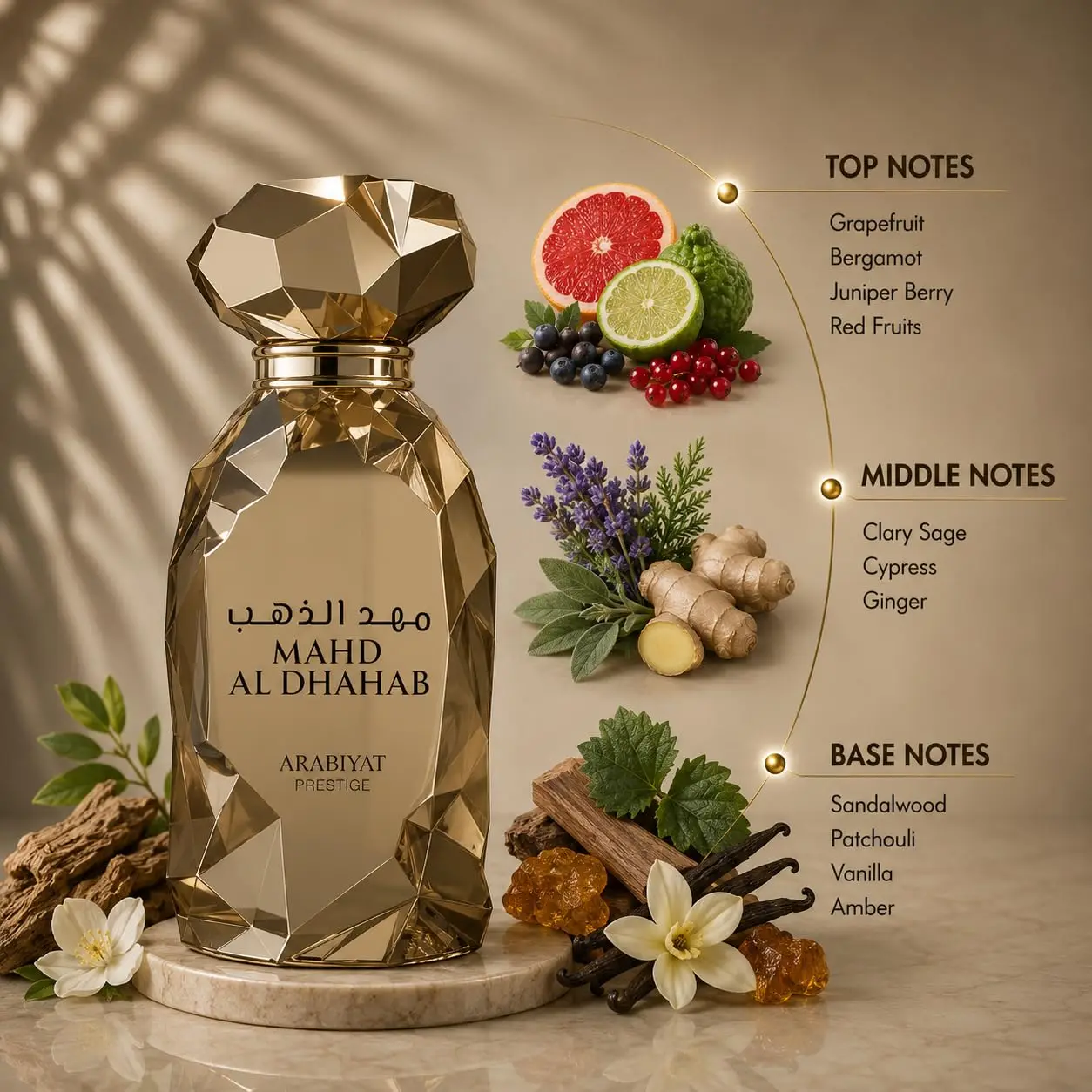 Arabiyat Prestige Mahd Al Dahab Eau de Parfum Spray for Unisex – Luxurious Woody, Fresh Spicy & Amber Scent, Powerful Long‑Lasting Sillage, Perfect Ramadan & Housewarming Gift, 100 ml / 3.4 fl oz