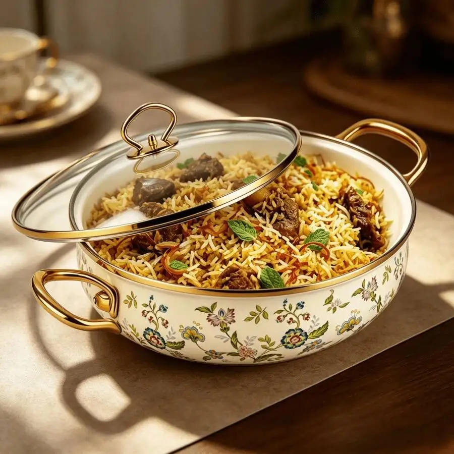 3QT Enamel Cast Iron Dutch Pot Lid, Shallow Bottom, Double Handle, Suitable For Cooking And Stewing, Compatible With All