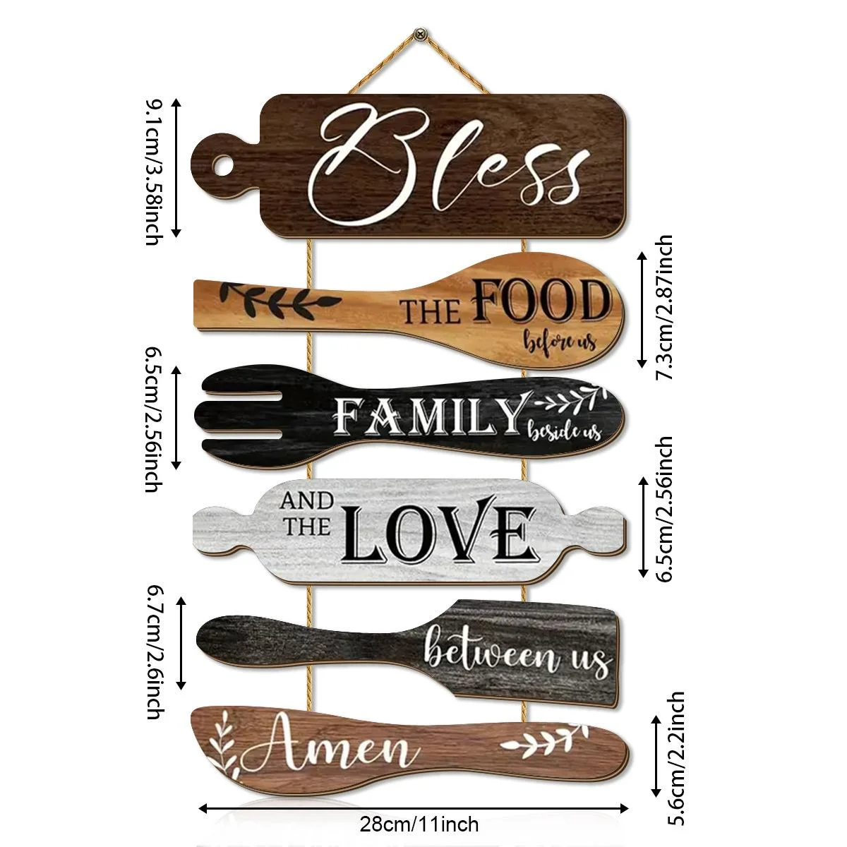 1 Set Prayer Bless The Food Before Us Wooden Hanging Sign, Farmhouse Kitchen Wall Decor, Rustic Cookware‑Shaped Wood Plaques for Warm Family Dinner Country Dining Room Wall Art,for Christian/Thanksgiving