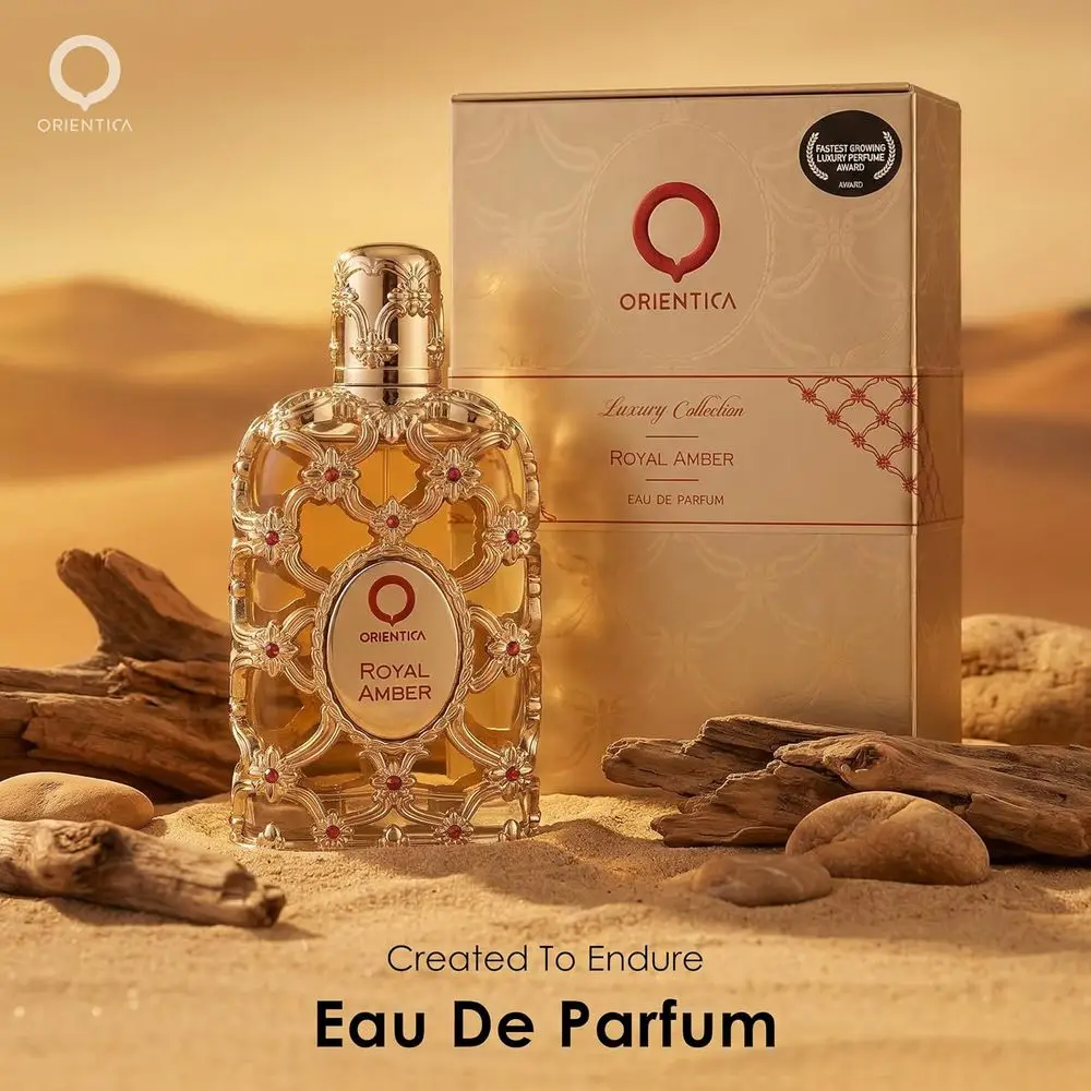 Luxury Collection Royal Amber EDP Spray 80ml Golden Embossed Bottle Unisex Fragrance Fruity Gourmand Amber Musk Perfume for Daily Party Holiday Gift for Him Her