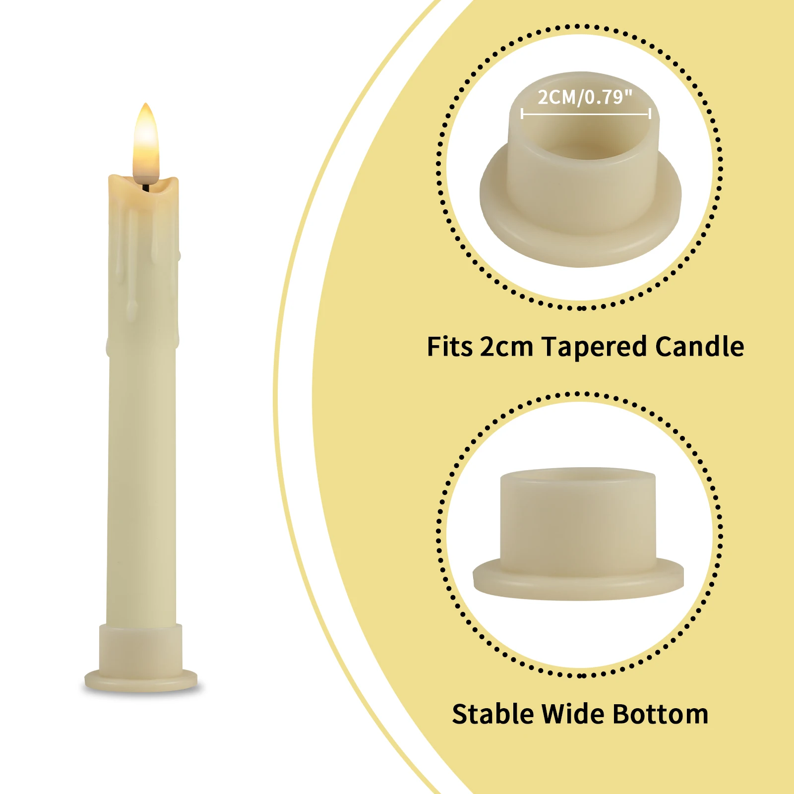 6 Pack Flameless LED Taper Candles Rechargeable Realistic Taper Flickering Electric 3D Wick LED Light Candle with Remote Control and Battery Operated Timer Led Candles for Home Decor Christmas Table