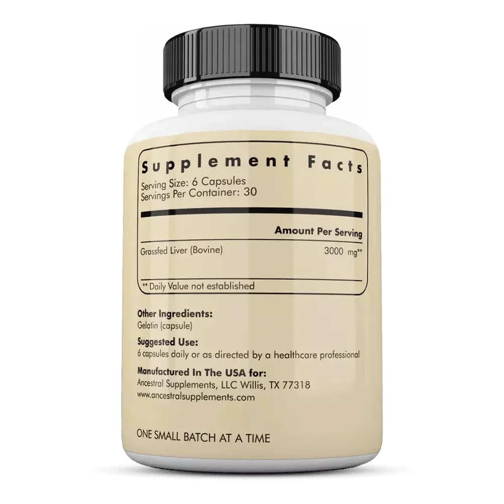 Grass Fed Beef Liver 180 Capsules, Supports Energy Production, Detoxification, Digestion, Immunity and Full Body Wellness