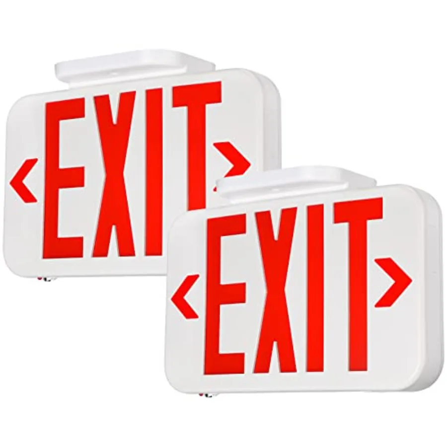 LED Exit Sign, Emergency Exit Light with Battery Backup, Double Face, UL 924, AC 120/277V, Damp Location, Hardwi Letter Exit Li