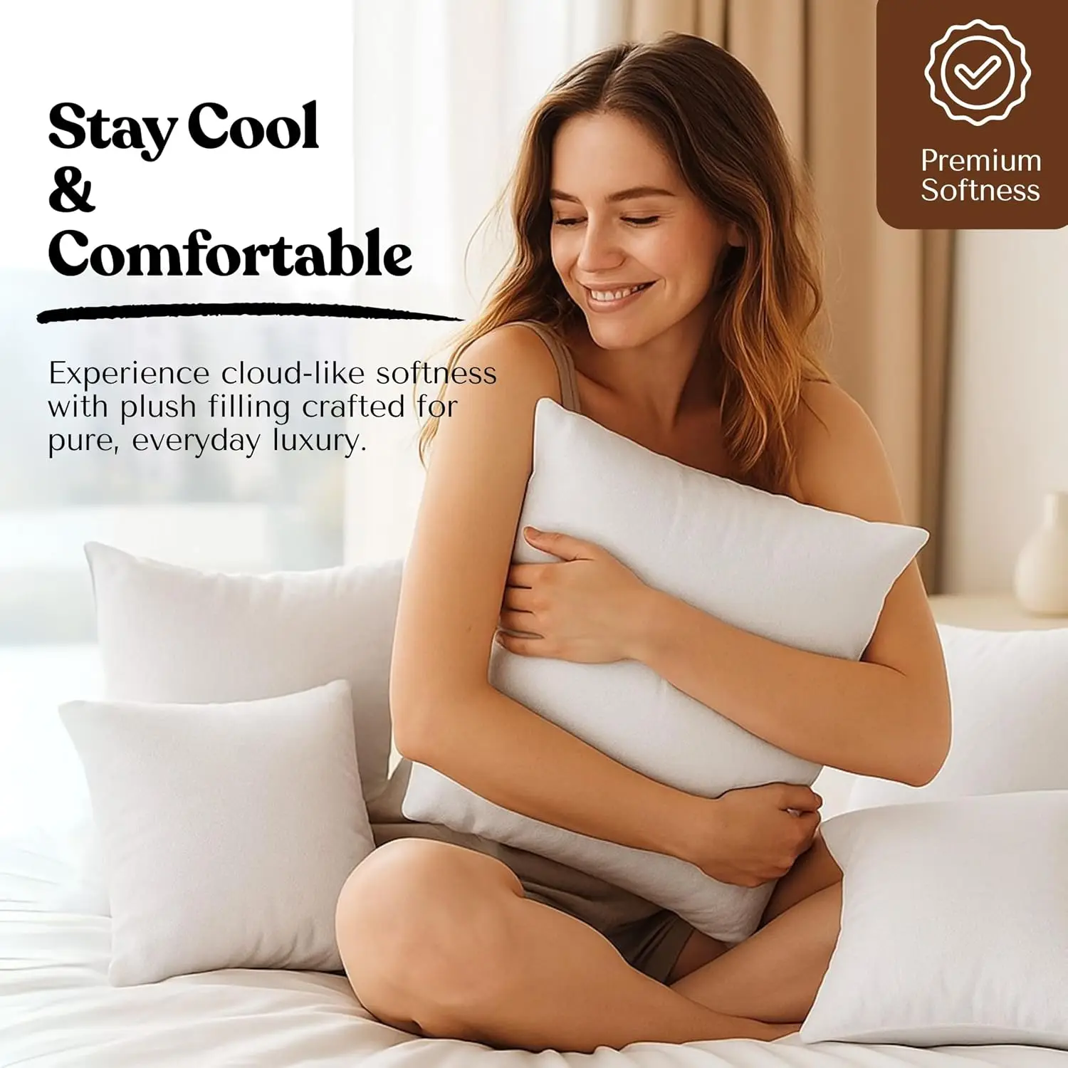 40x40cm 15.75"×15.75" Virgin Fiber Throw Pillow Inserts Pillow Filler Ships from US Warehouse Square Rectangular Hypoallergenic Cotton Linen Cover With Zipper For Sofa Bedroom Office Chair