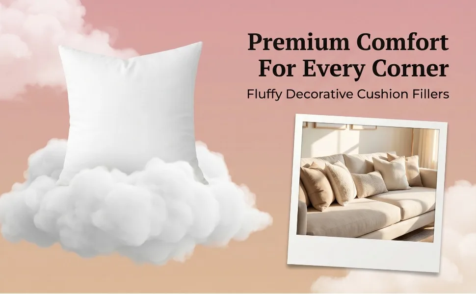 40x40cm 15.75"×15.75" Virgin Fiber Throw Pillow Inserts Pillow Filler Ships from US Warehouse Square Rectangular Hypoallergenic Cotton Linen Cover With Zipper For Sofa Bedroom Office Chair