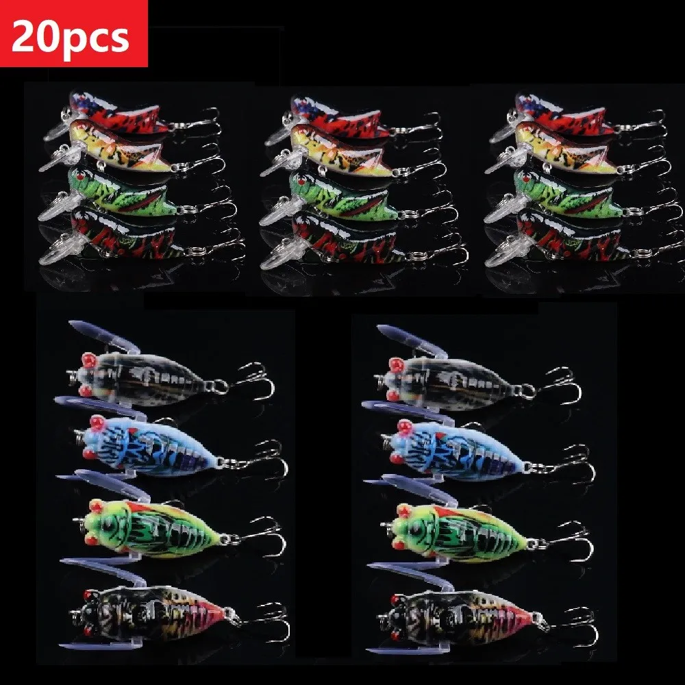 20pcs Cicada Lure Bionic Fishing Bait Floating Hard Bait Plastic Artificial Bait
