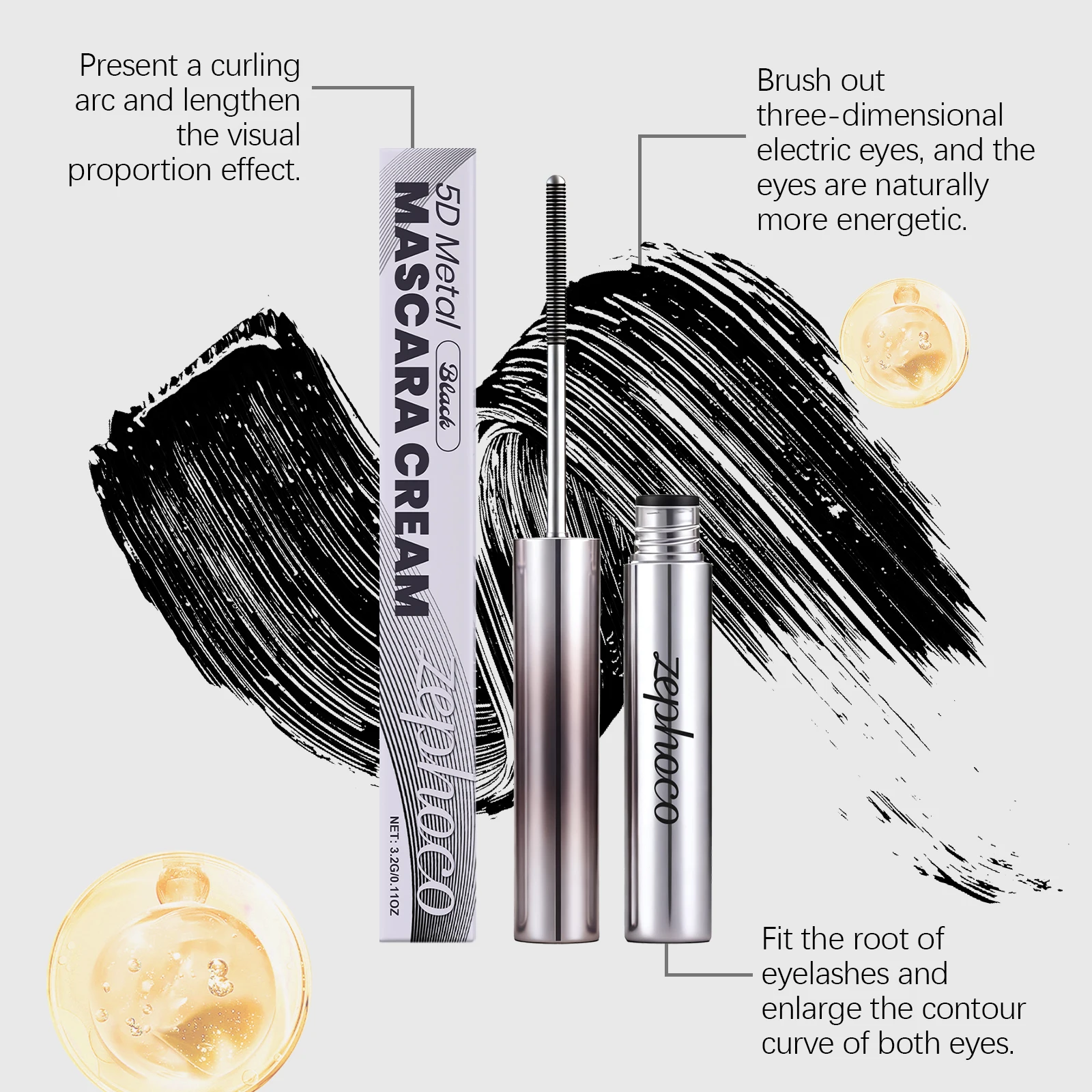 Black Mascara Volumizing Long Lasting Smudge Proof Waterproof Mascara Natural Curl Eyelash Lengthening Intense Black Eye Lash Makeup Daily Beauty Tool Cosmetic For All Day Wear