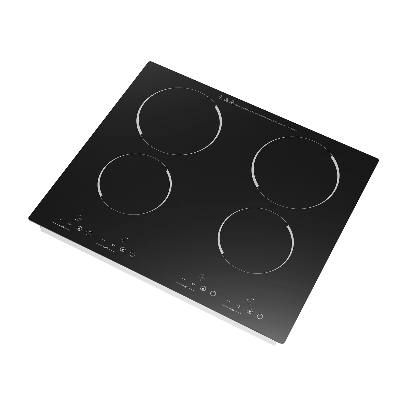 3000W 4 Burner Electric Cooktop Ceramic Hob 110V, 9 Heating Levels Sensor Touch Control, Built-in Countertop Radiant Stove with Child Safety Lock & Timer for Kitchen(No Plug), Black