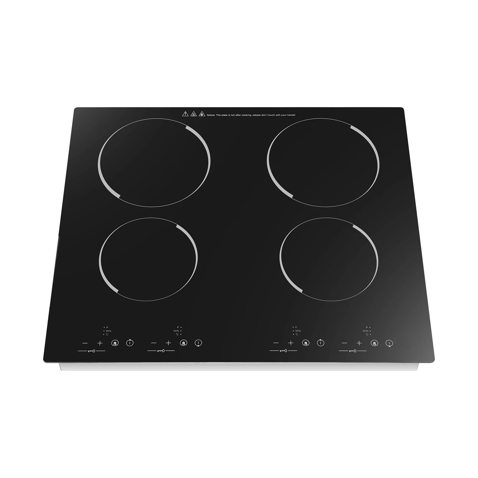3000W 4 Burner Electric Cooktop Ceramic Hob 110V, 9 Heating Levels Sensor Touch Control, Built-in Countertop Radiant Stove with Child Safety Lock & Timer for Kitchen(No Plug), Black