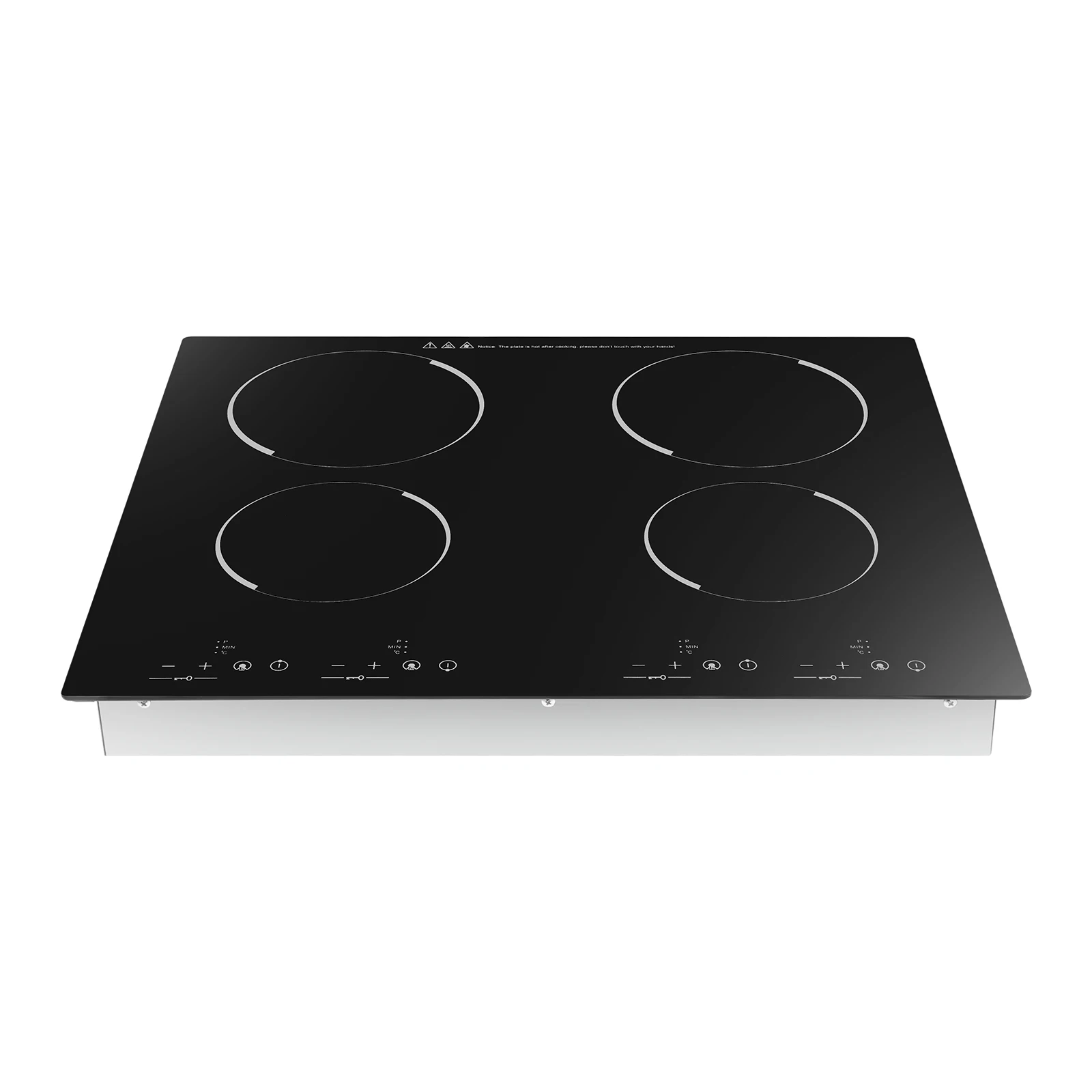 3000W 4 Burner Electric Cooktop Ceramic Hob 110V, 9 Heating Levels Sensor Touch Control, Built-in Countertop Radiant Stove with Child Safety Lock & Timer for Kitchen(No Plug), Black