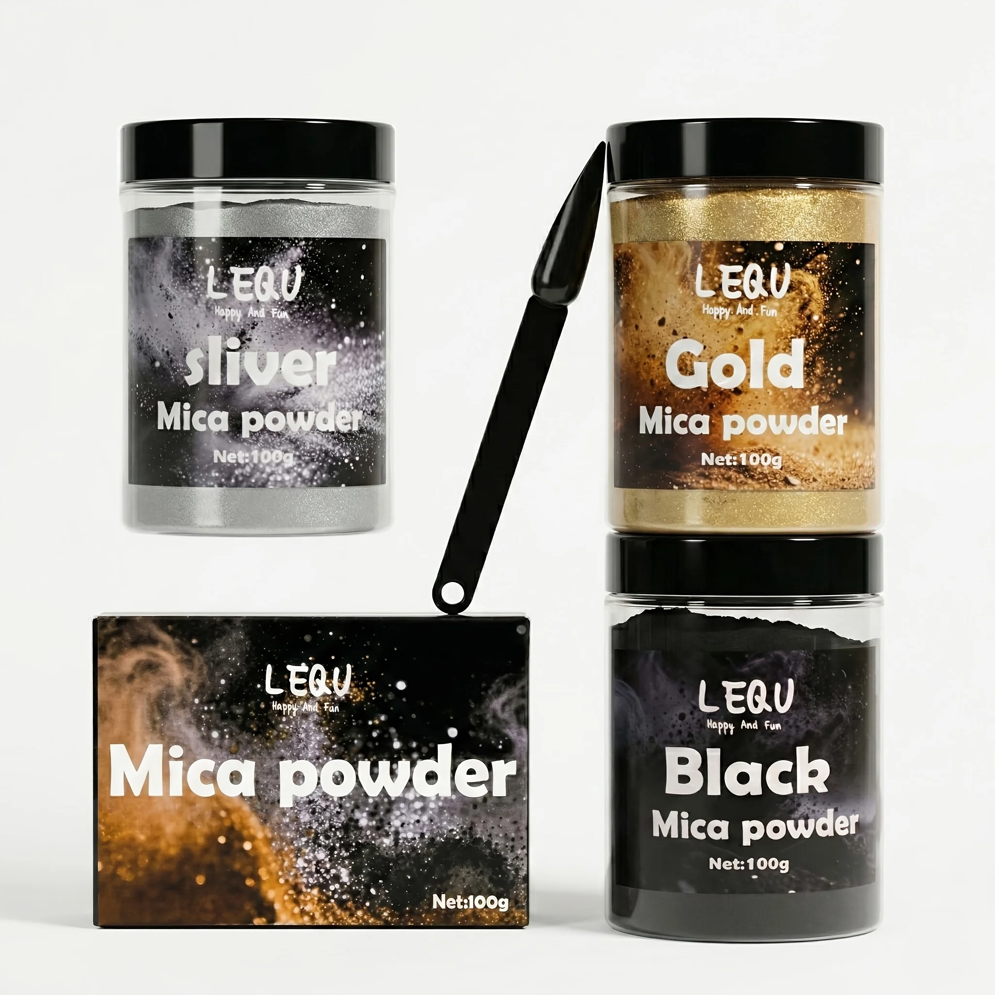 LEQU Metal Powder, 100g (3.5 oz), Available in Three Colors: Gold, Silver, and Black. Sparkling Epoxy Resin Pigments That Resist Fading, Perfect for Resin Casting, DIY Crafts, Cup Decorations, Jewelry Making, Painting, and Epoxy Art Projects.