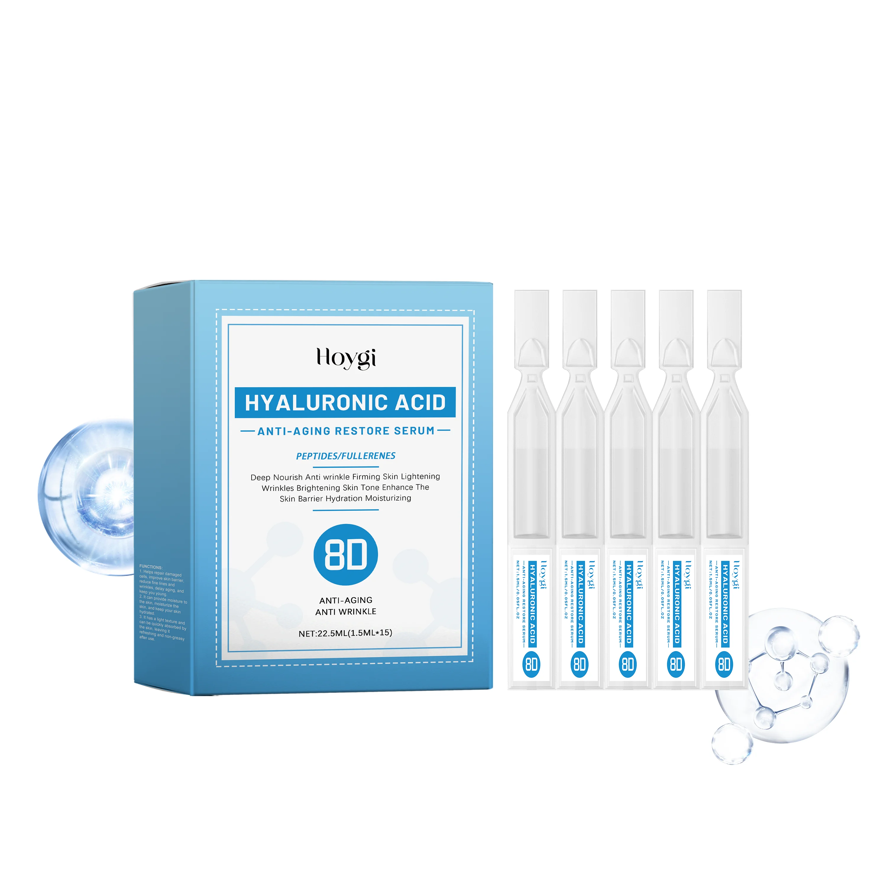 22.5ML Hyaluronic Acid Face Serum Deep Nourishing Enhance Smoothness Improve Skin Elasticity Strengthen Barrier Firming Facial Serum