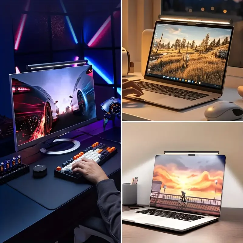 Computer Monitor Screen Light, Eye Protection Anti-Blue Light Office Study Desk Lamp, Space-Saving Desktop Lighting Lamp, Reading And Learning Illumination, Office Desk Light, Home Study Lighting Lamp, USB-Powered Desk Light