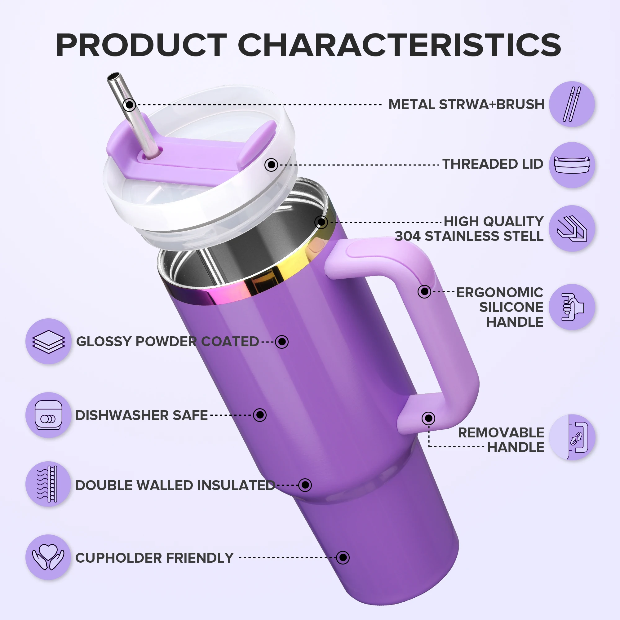 12 Pack 40 oz Rainbow Coating Stainless Steel Leak-proof Thermal Tumbler, for Laser Engraving, Hot and Cold