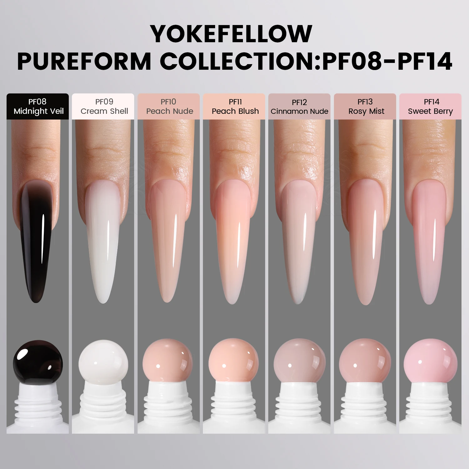 YOKEFELLOW PUREFORM Poly Gel Nai Polish Tpo&Hema Free Pink Red Extension Gel Large Capacity 50g Hard Gel for Starter Nail Art DIY