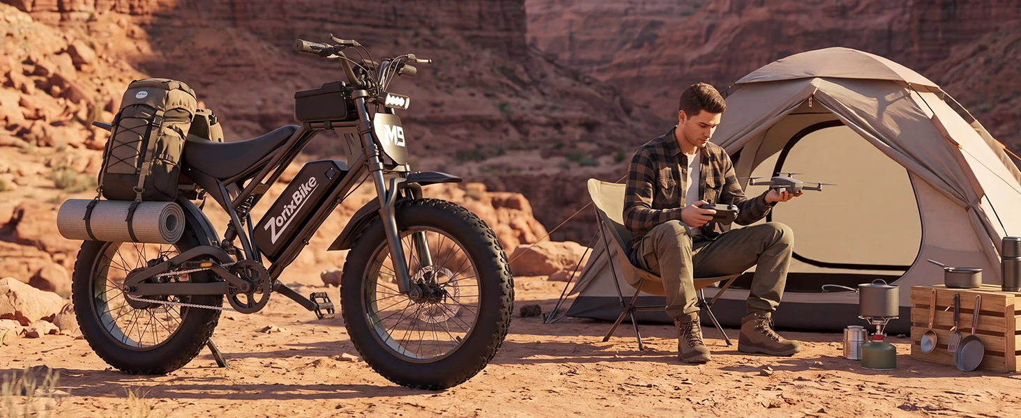 ZorixBike M9 Serie Electric Bike, NFC Unlock, 1500/3000W Peak Brushless Motor, 48V 13/20Ah, Max 31-35MPH, 30-70 Miles Range, 20' X 4.0' Fat Tire Ebike, UL 2849