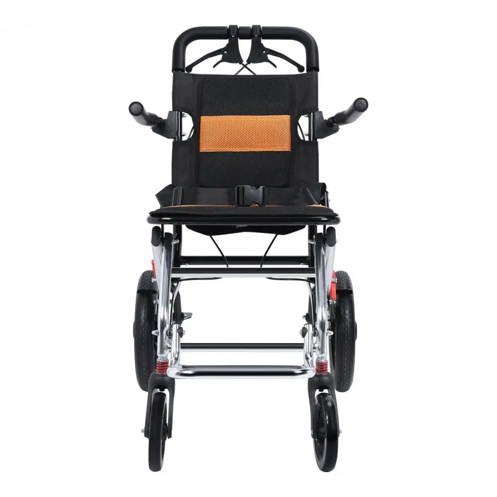 Lightweight Foldable Transport Wheelchair, 15.75-inch Seat Portable Transport Chair With Handbrake Travel Wheelchair