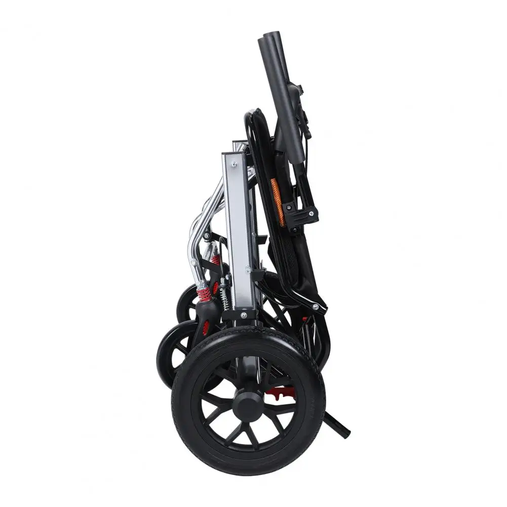 Lightweight Foldable Transport Wheelchair, 15.75-inch Seat Portable Transport Chair With Handbrake Travel Wheelchair