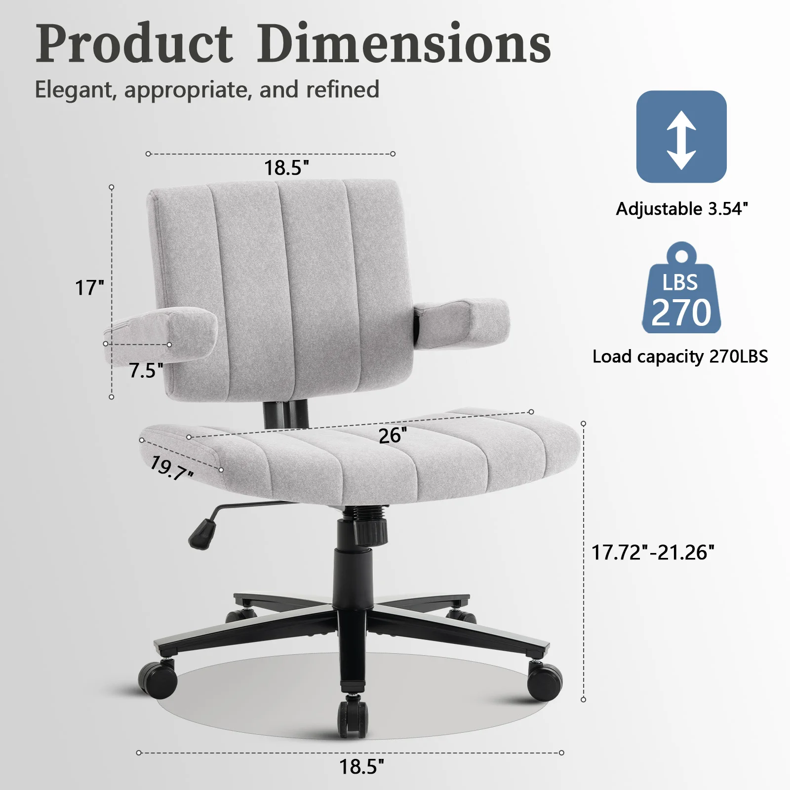 VIGOSIT Criss Cross Chair, Anti-Grip Fabric Comfort Cushion Modern Tailor Seat Chair for Office, Cute Vanity Swivel Chair with Back Modern Fabric with Wheels Swivel Task Home Gaming Chair