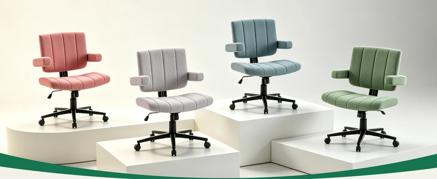VIGOSIT Criss Cross Chair, Anti-Grip Fabric Comfort Cushion Modern Tailor Seat Chair for Office, Cute Vanity Swivel Chair with Back Modern Fabric with Wheels Swivel Task Home Gaming Chair