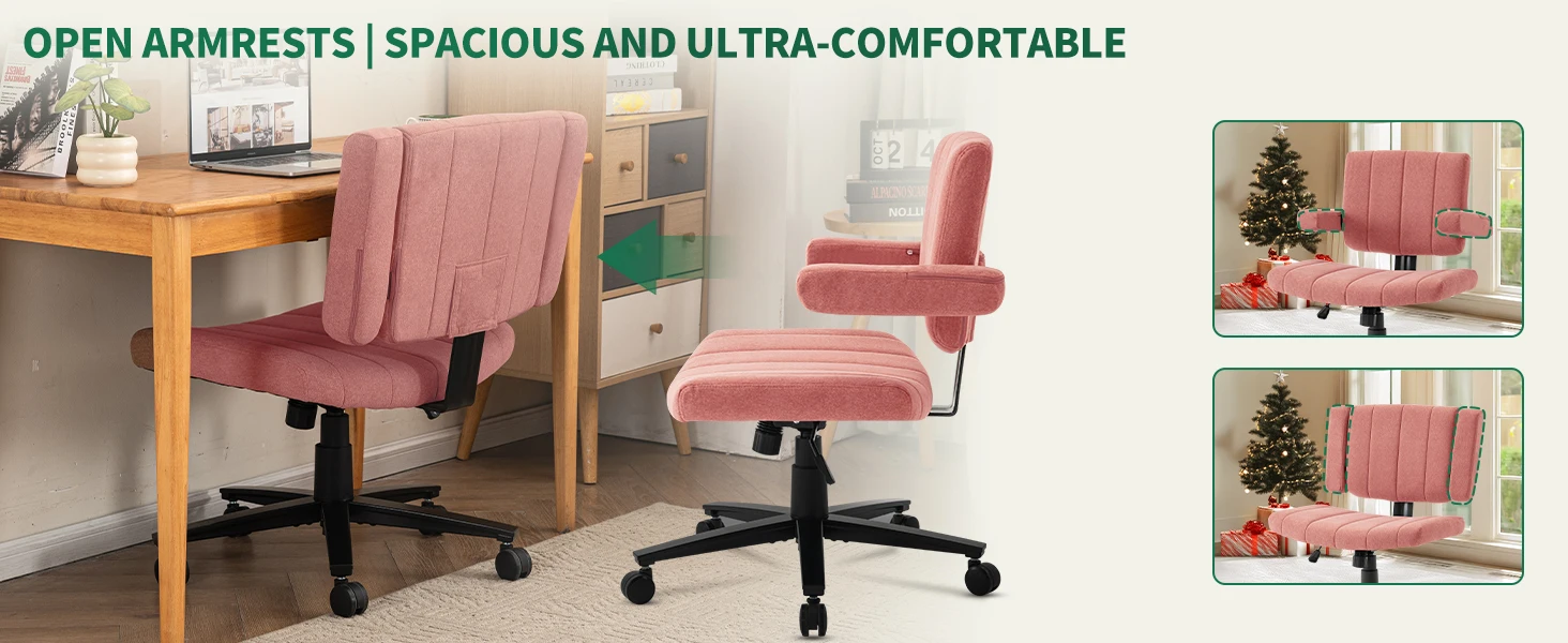 VIGOSIT Criss Cross Chair, Anti-Grip Fabric Comfort Cushion Modern Tailor Seat Chair for Office, Cute Vanity Swivel Chair with Back Modern Fabric with Wheels Swivel Task Home Gaming Chair