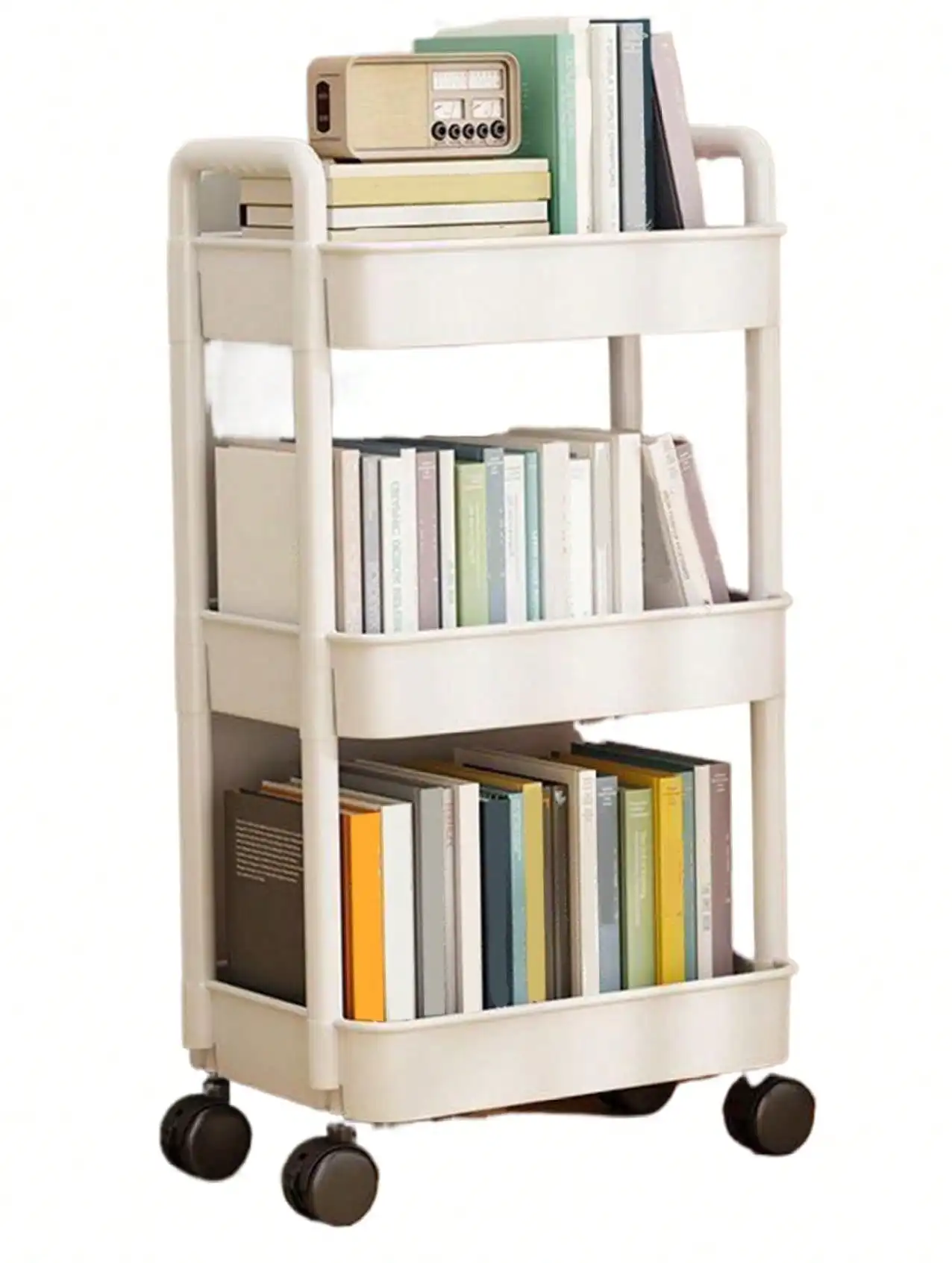 3-Tier Rolling Utility Cart with Removable Drawer, Mobile Storage Trolley with Perforated Shelves & Divided Baskets, Quick Assembly Space Saver for Kitchen, Bathroom, Office