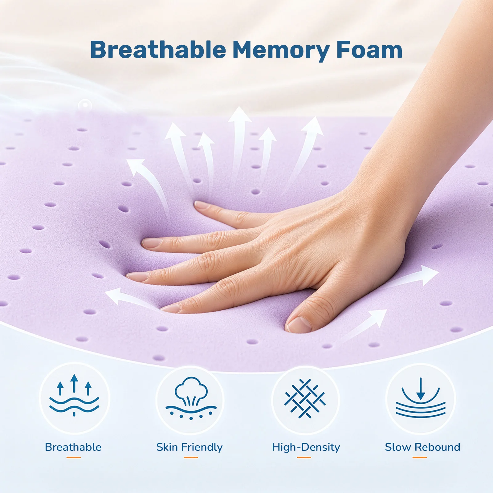 JHK 2 Inch Cooling Memory Foam Mattress Topper CertiPUR-US Certified Purple Gel Ventilated Soft Pressure Relief Mattress Pad Breathable Bed Topper for Bedroom and Sleeper Sofa