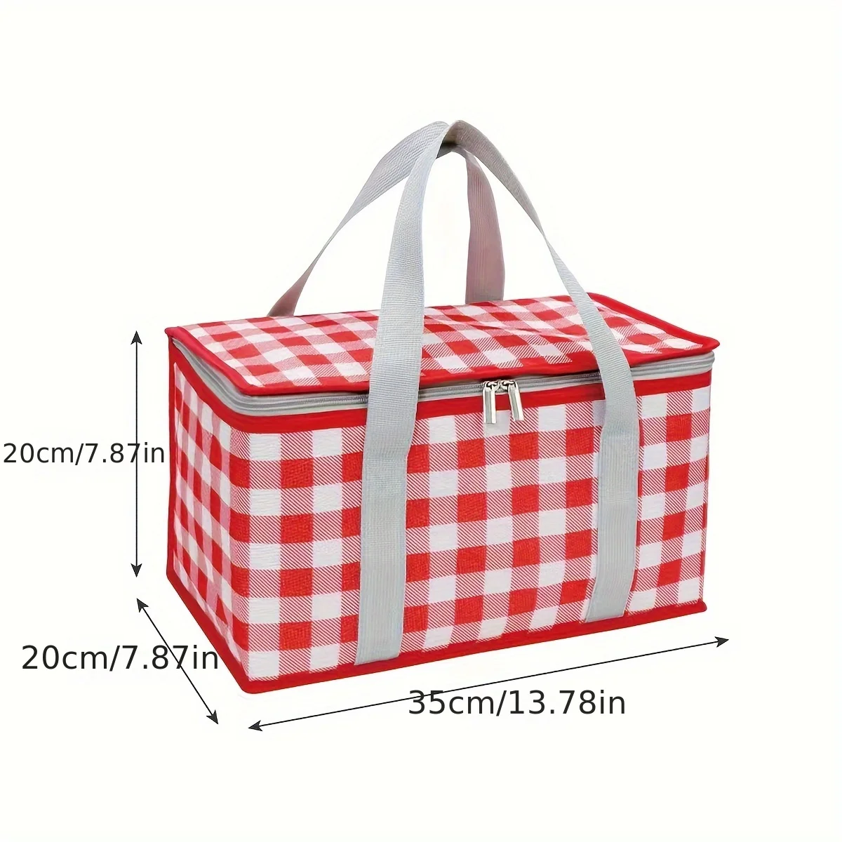 Outdoor portable thickened Insulated handbagstudent spring outing travel camping large capacity checkered picnic bag