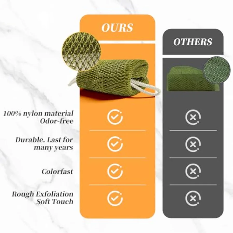 African Net Sponge Authentic 2 Pack, Exfoliating Body Scrubber for Daily Use, Back Scrubber Bath Sponges for Women Men, Travel