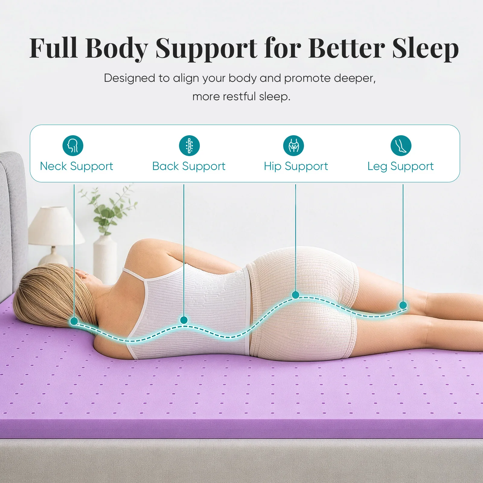 JHK 1.5 Inch Cooling Memory Foam Mattress Topper CertiPUR-US Certified Purple Gel Ventilated Soft Pressure Relief Mattress Pad Breathable Bed Topper for Bedroom and Sleeper Sofa