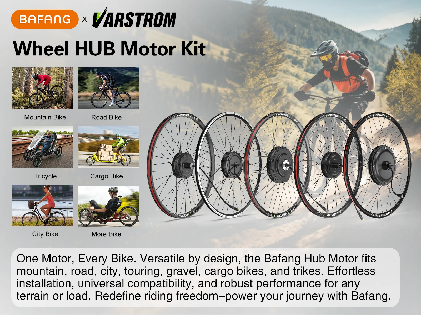 [US Sale] Bafang Rear Motor 48V 500W 750W 1000W Varstrom Wheel Hub Drive 26 Inch 20/27.5/28/29/700C Disc/V-Brake Cassette Rear Drop Out 132-142m