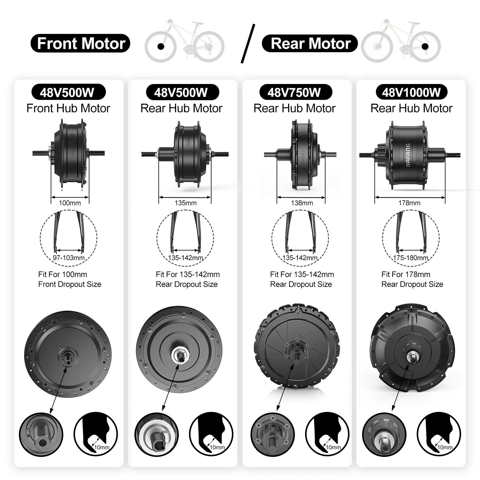 [US Sale] Bafang Rear Motor 48V 500W 750W 1000W Varstrom Wheel Hub Drive 26 Inch 20/27.5/28/29/700C Disc/V-Brake Cassette Rear Drop Out 132-142m