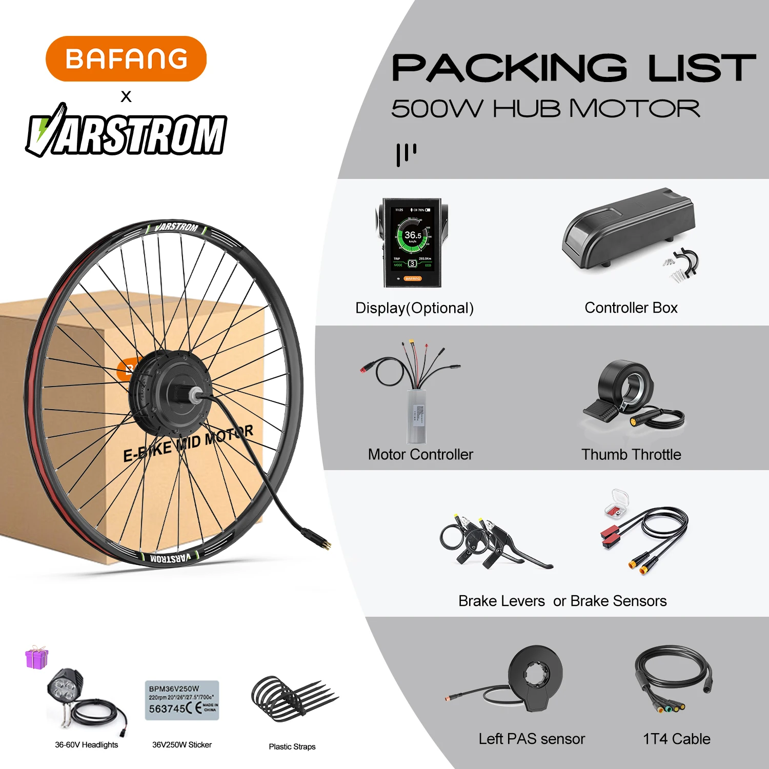 [US Sale] Bafang Rear Motor 48V 500W 750W 1000W Varstrom Wheel Hub Drive 26 Inch 20/27.5/28/29/700C Disc/V-Brake Cassette Rear Drop Out 132-142m