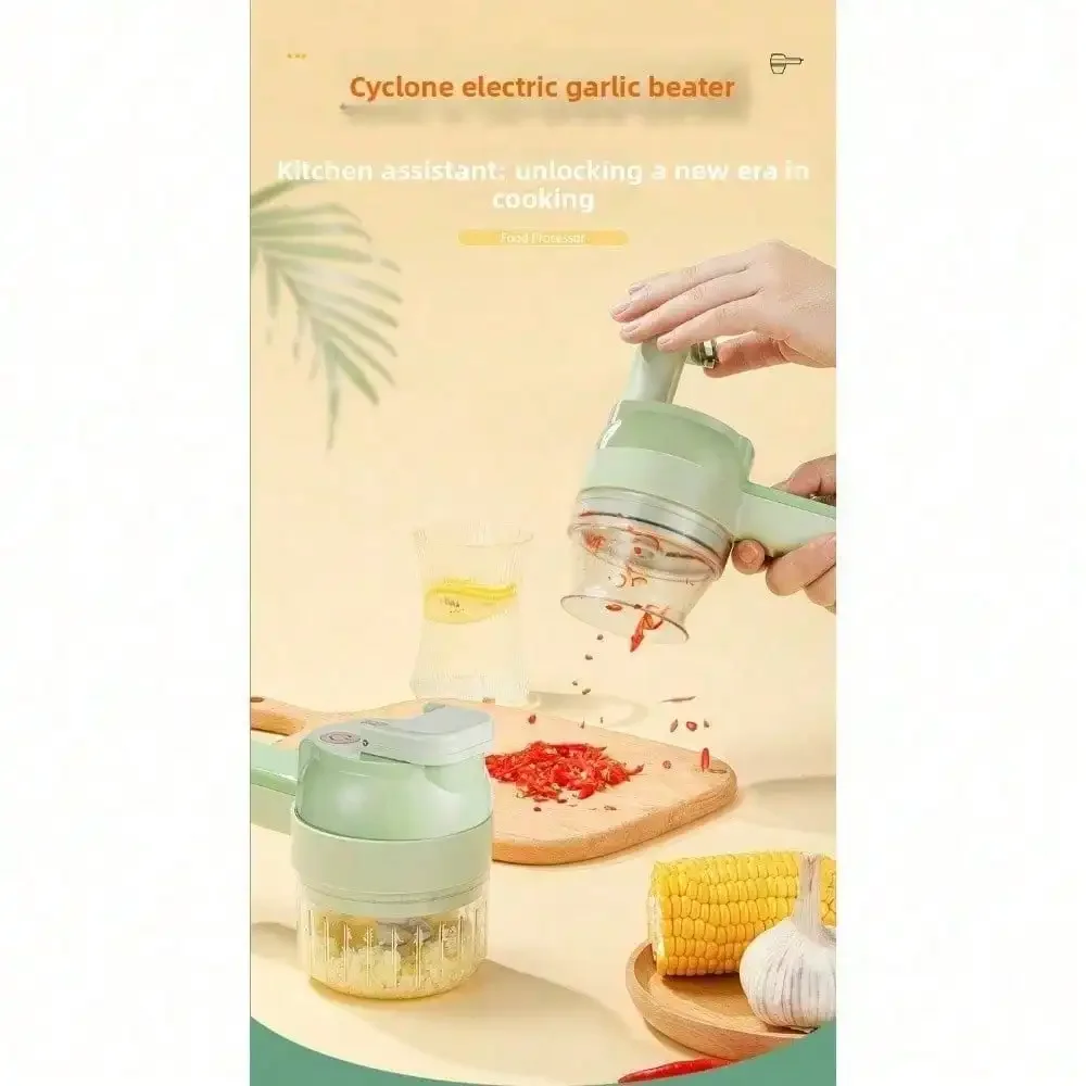 Family New Multi-Functional Household Vegetable Cutter, Cooking Food Supplement Machine, New Wireless Electric Vegetable Chopper, Garlic and Meat Grinder, An Essential Helper for Home
