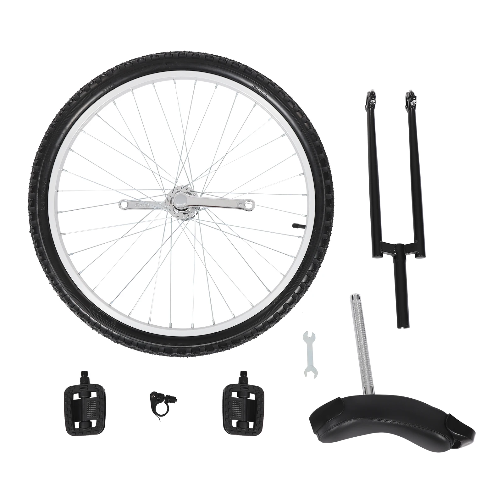 24“ One-Wheel Bike, Height Adjustable Unicycle with Anti-Skid Alloy Rim and Curved PU Seat Outdoor Unicycle for Adults Kids Outdoor Sports Fitness Exercise