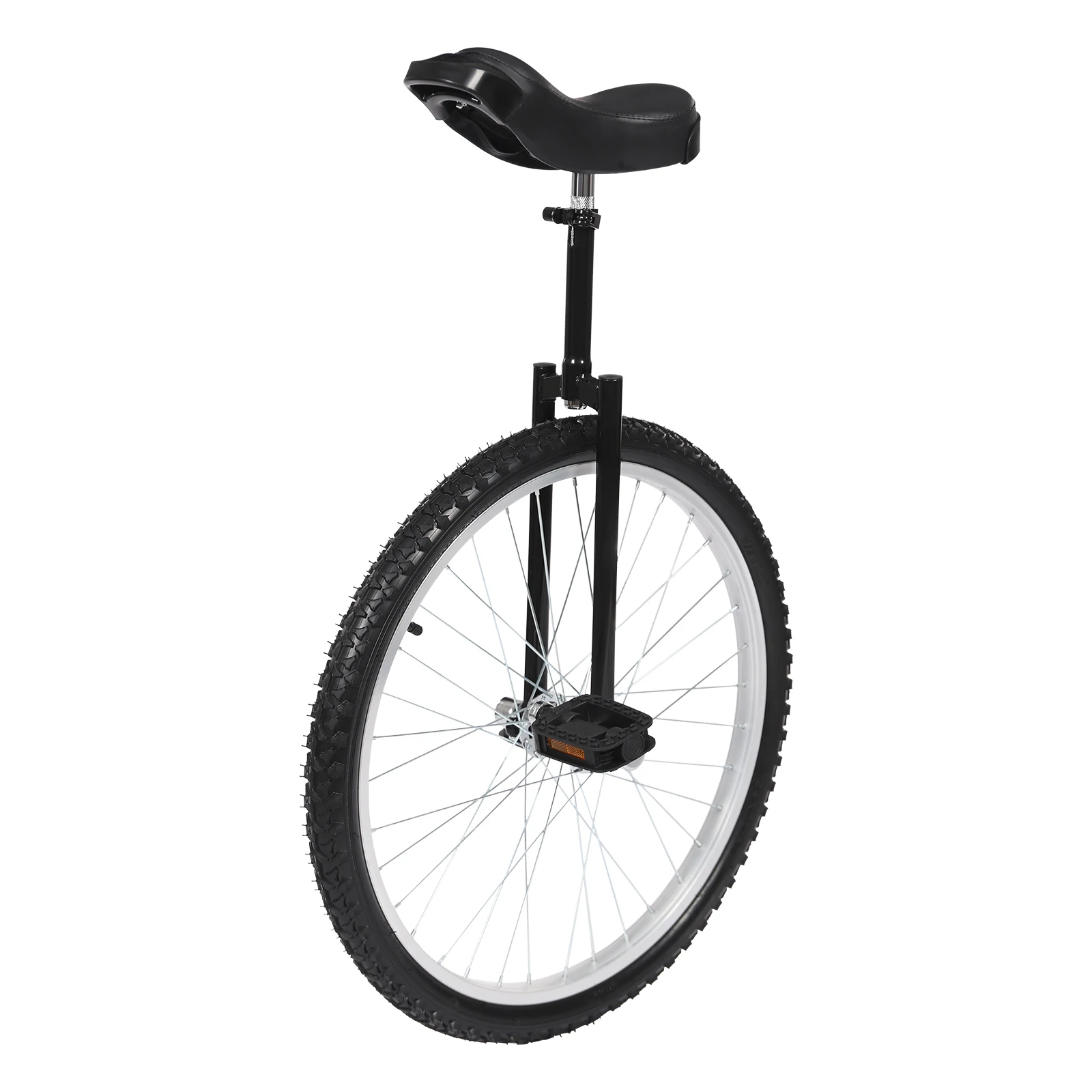 24“ One-Wheel Bike, Height Adjustable Unicycle with Anti-Skid Alloy Rim and Curved PU Seat Outdoor Unicycle for Adults Kids Outdoor Sports Fitness Exercise