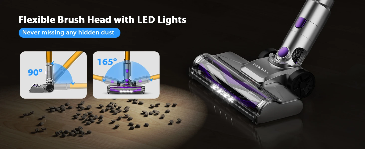 40000Pa Powerful Cordless Vacuum, S3P Stick Vacuum with LED Display, Free-Standing, Up to 55 Min Runtime