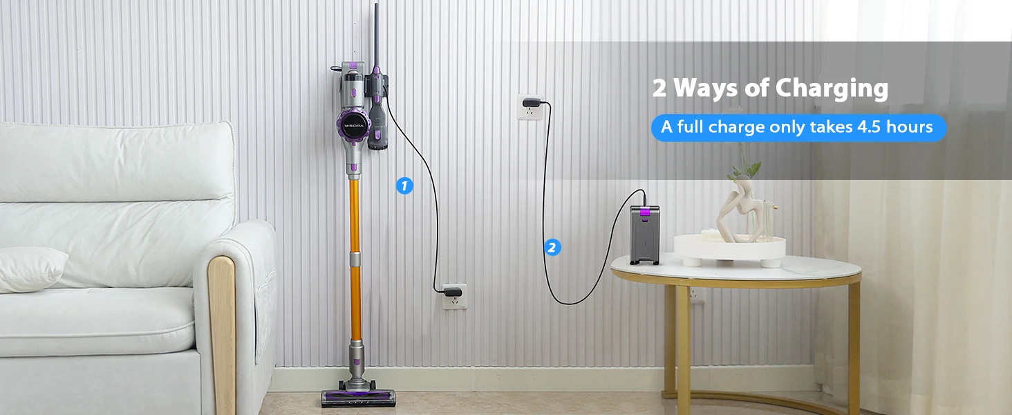 40000Pa Powerful Cordless Vacuum, S3P Stick Vacuum with LED Display, Free-Standing, Up to 55 Min Runtime