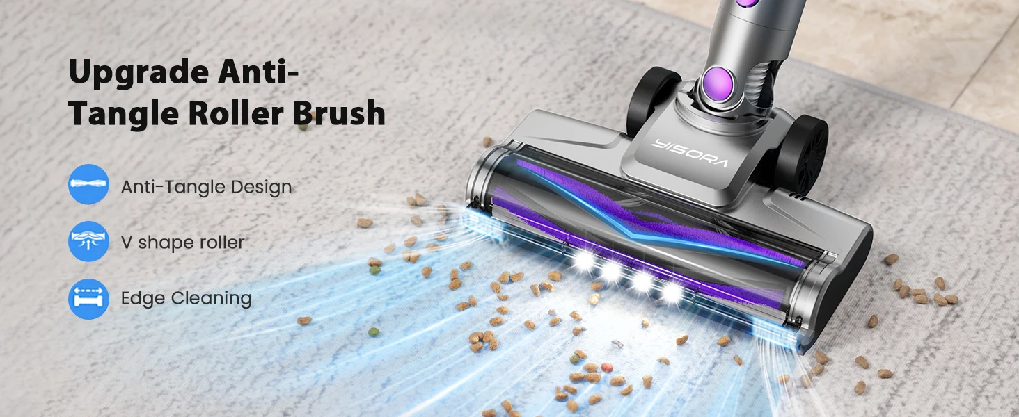 40000Pa Powerful Cordless Vacuum, S3P Stick Vacuum with LED Display, Free-Standing, Up to 55 Min Runtime